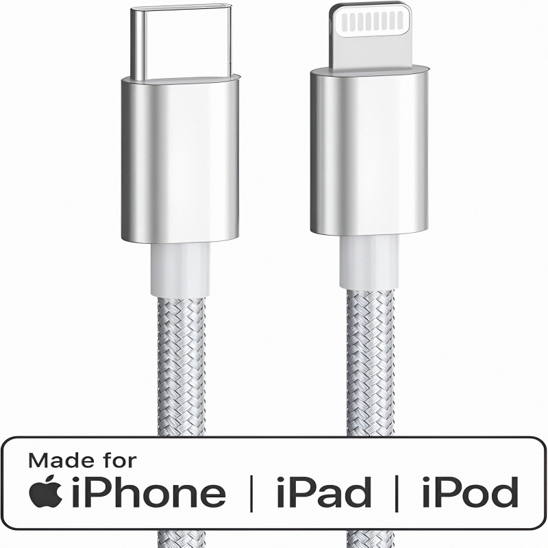 Product image: Knf fast charging wire Type-C to lightning (iPhone) / καλώδιο γρήγορης φόρτισης 2 μέτρα-null
