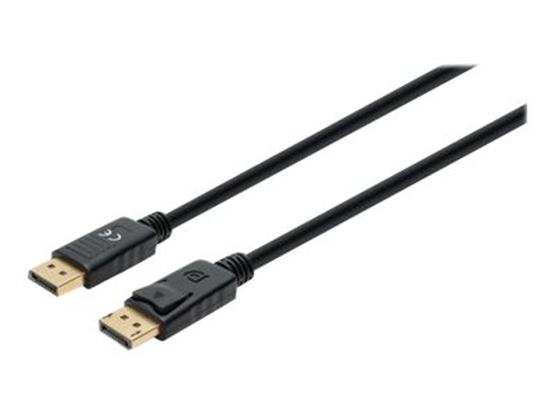Manhattan displayport 1.4 cable, 8k@60hz, 2m, pvc cable, male to male, with latches, fully shielded, black, lifetime warranty, polybag - displayport cable - displayport (m) to displayport (m) - displayport 1.4 - 300 v - 2 m - 4k120hz support, 8k60hz suppo-null