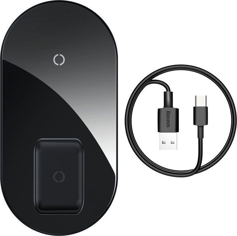 Baseus simple 2in1 qi wireless charger 18w black, , medium-null