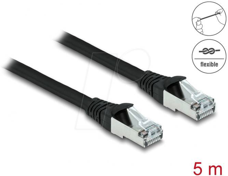 Delock rj45 network cable cat.6a s/ftp pur outdoor 5 m black-null