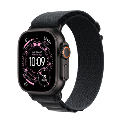 Apple watch ultra 3 GPS + cellular 49mm black titanium case with black alpine loop - m, Black titanium, medium