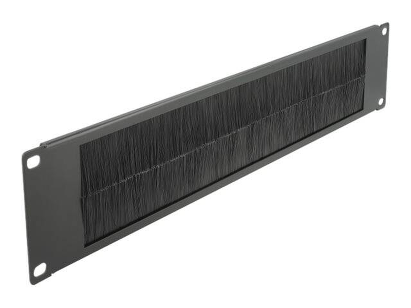 Delock cable management brush strip - rack cable management panel with brush - black - 2u - 19"-null