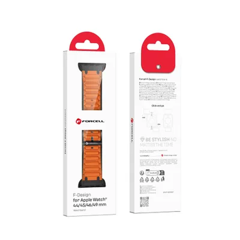 Apple watch strap forcell f-design fa06 hole silicone 42 / 44 / 45 / 49 mm orange, , medium-null