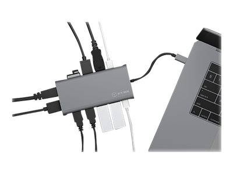 Icy box ib-dk4050-cpd USB-c 12-in-1 triple display docking station 2x HDMI displayport 4k 60hz gigabit lan 100w pd-null