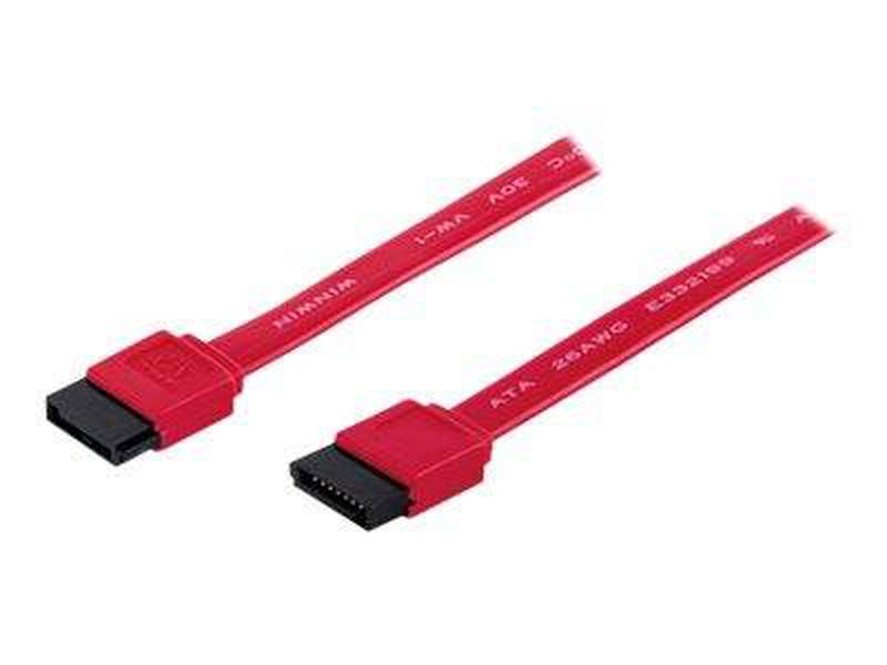 Manhattan sata data cable, 7-pin, 50cm, male to male, 6GBps, red, lifetime warranty, polybag - sata cable - sata (m) to sata (m) - 50 cm - booted, molded - red-null