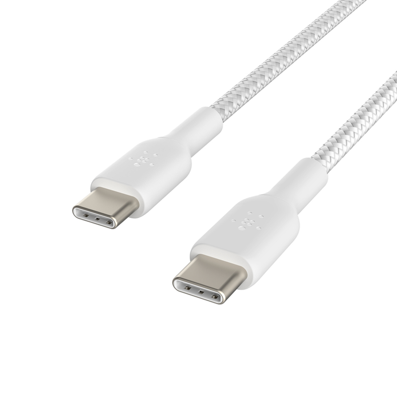 Belkin boost charge - USB cable - 24 pin USB-c (m) to 24 pin USB-c (m) - USB 2.0 - 3 a - 2 m - USB power delivery (60w), braided cable - white-null