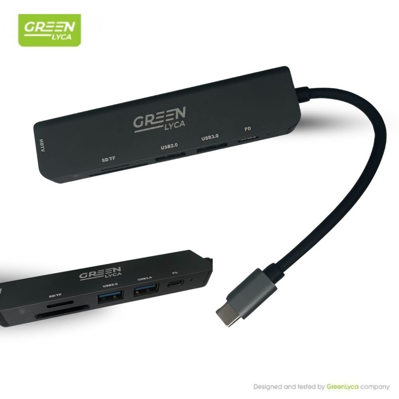 Green lyca g-1300 6-in-1 hub | fast charging & multiport connectivity, , medium-null