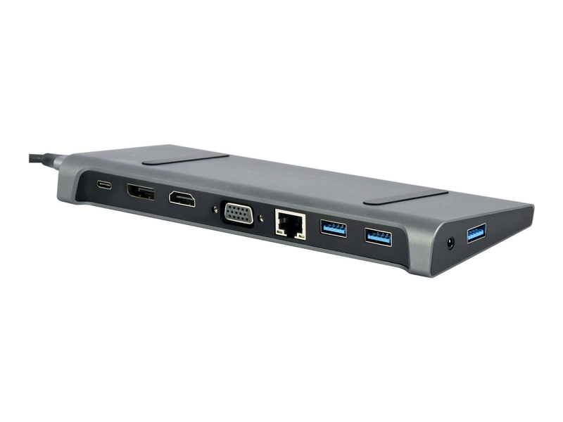 Cablexpert a-cm-combo9-02 USB-c 9-in-1 multiport adapter 4k30 HDMI + dp + vga 3x USB-a gigabit lan 87w pd audio grey-null