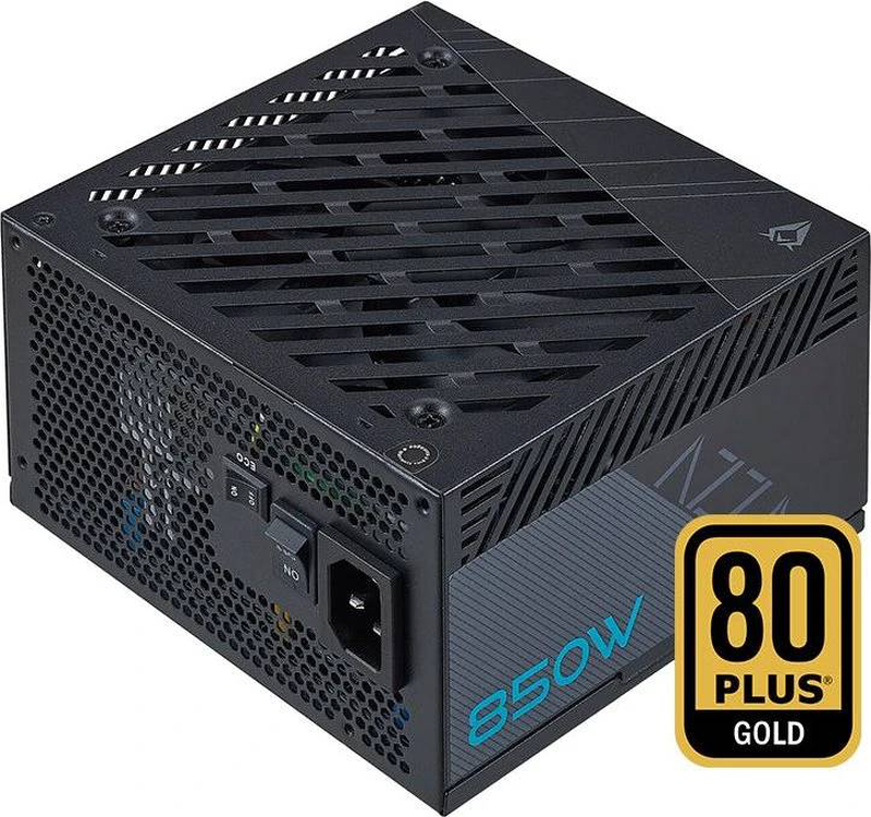 Azza psaz-850g 850w power supply atx 3.0/3.1 80 plus gold fully modular 16-pin pcie 5.0 12v-2x6 120mm black-null