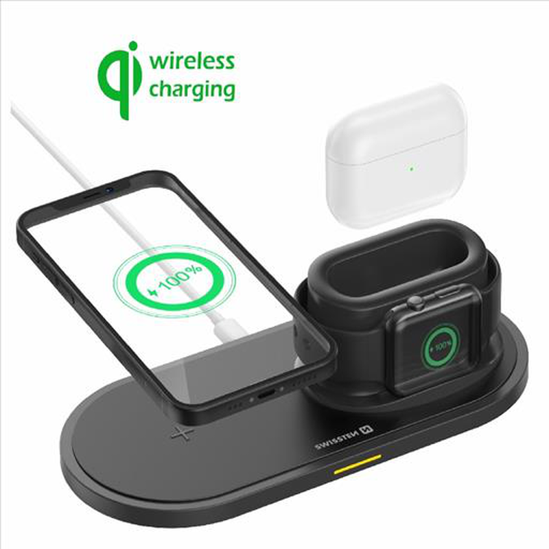 Swissten wireless 3 in 1 charger 15w black, , medium image number null