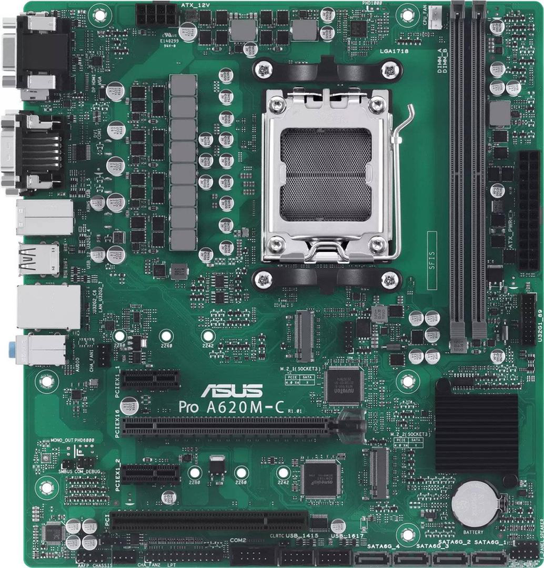 Asus pro a620m-c-csm business micro-atx motherboard socket am5 AMD a620 ddr5 pcie 4.0 dual m.2 2.5GBe black-null