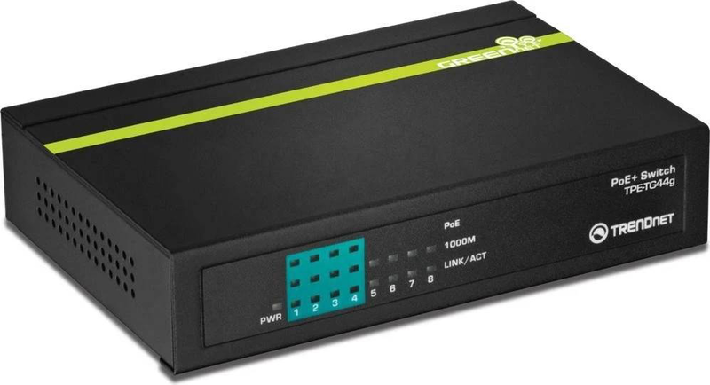Trendnet tpe-tg44G 8-port gigabit unmanaged switch with 4-port poe+ greennet metal desktop-null