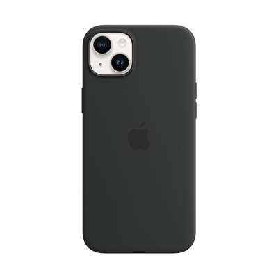 iPhone 14 plus silicone case with MagSafe midnight, Black, medium