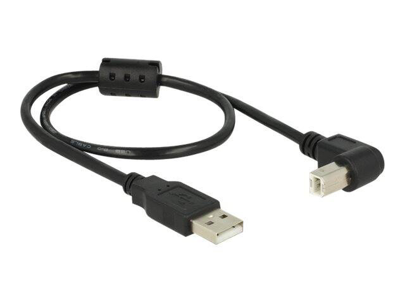 Delock / USB cable / USB (m) to USB type b (m) / USB 2.0 / 50 cm / 90&deg; connector / black-null