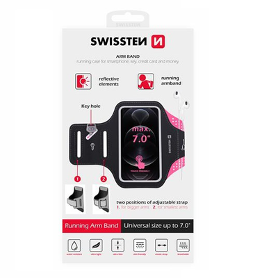 Swissten armband case size 7.0 pink, Pink, medium