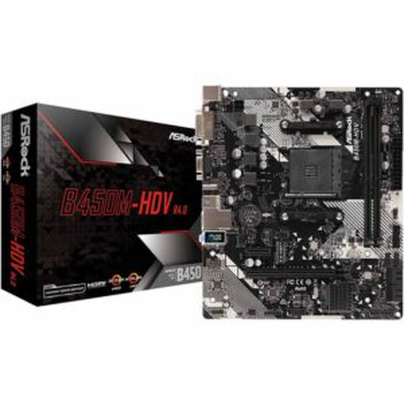Product image: B450m-hdv r4.0 motherboard micro atx skt am4 asrock, , medium-null