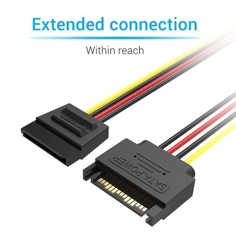Vention it cable sata 15p power extension 0.3m kdaby, , medium-null