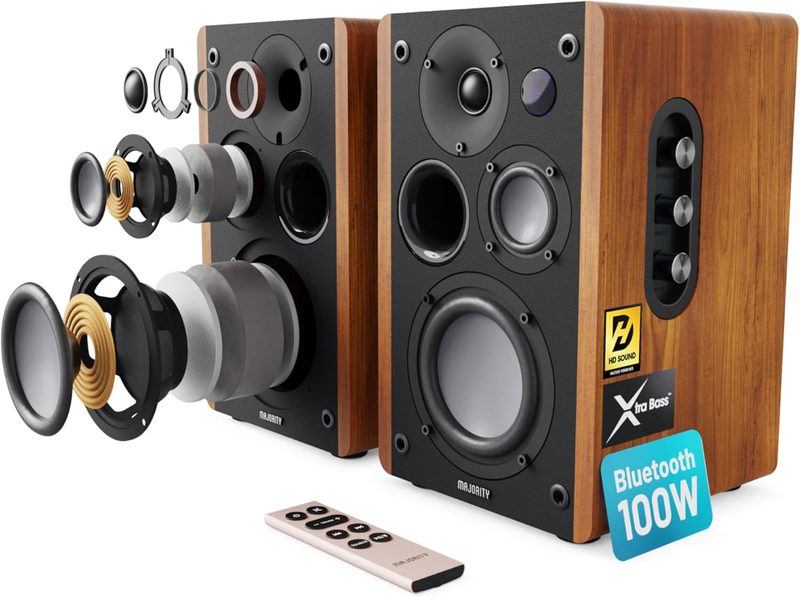 Majority d100 active speakers 100w 5 3-way with dsp, bluetooth, USB, HDMI & optical, , medium-null