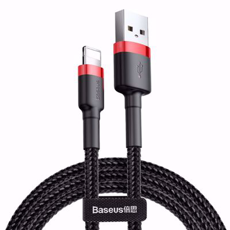 Baseus cafule braided lightning cable 2a 3m black/red, , medium-null