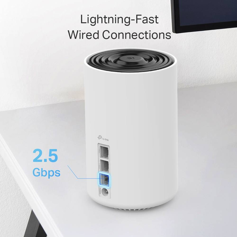 Tp-link deco xe75 pro axe5400 tri-band Wi-Fi 6e mesh system 3-pack 7200 sq ft 2.5G port 200 devices white-null