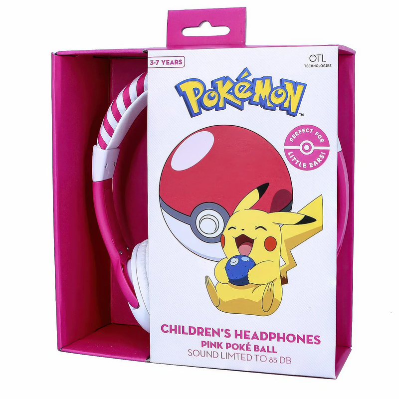 Pokémon pink pokeball kids headphones, , medium-null