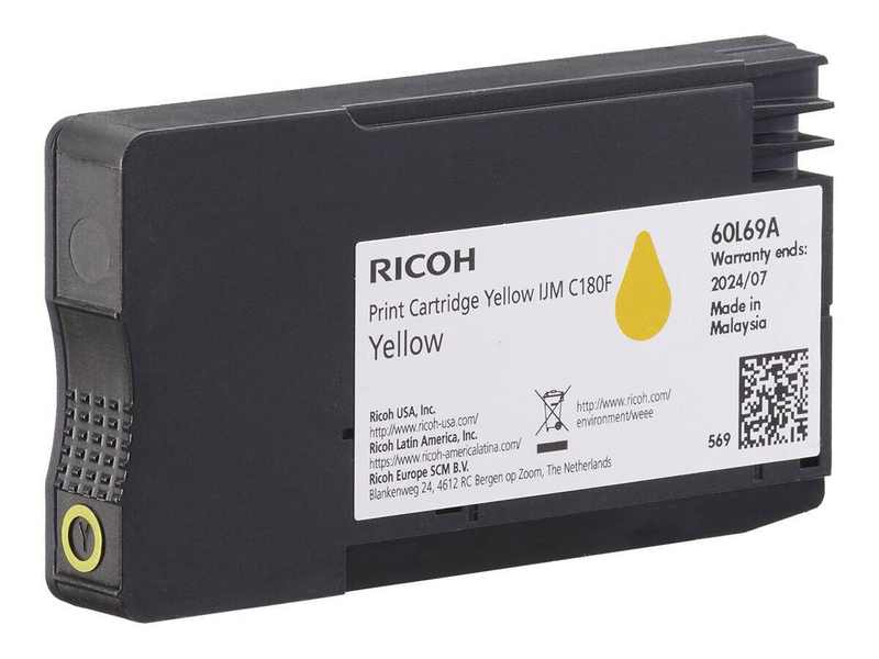 Ricoh 408520 yellow ink print cartridge for ijm c180f colour inkjet mfp up to 1600 pages-null