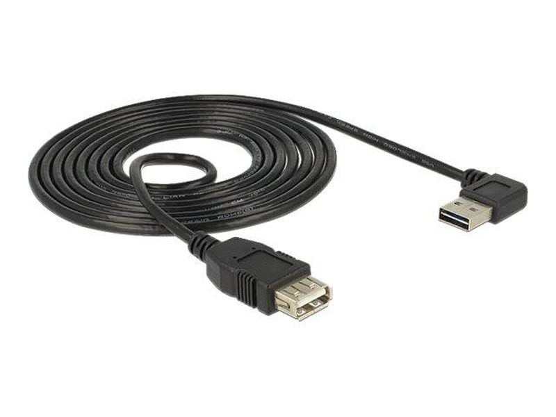 Delock easy-USB - USB extension cable - USB (f) to USB (m) - USB 2.0 - 1 m - 90&deg; connector - black-null