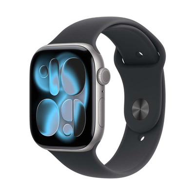 Apple Watch Series 11 GPS 46mm Space Grey Aluminium Case with Black Sport Band - S/M, Space Grey, medium