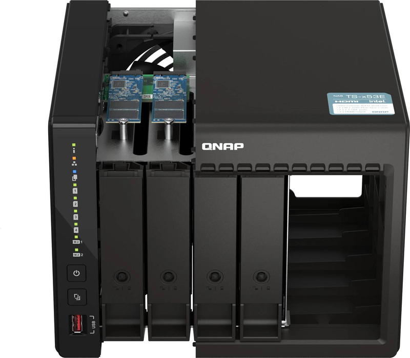 Qnap ts-453e 4-bay nas intel celeron j6412 8GB ddr4 dual m.2 nvme dual 2.5GBe dual HDMI diskless black ts-453e-8g-null