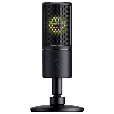 Razer seiren emote hypercardioid condenser microphone shock resistance USB microphone, Black, medium