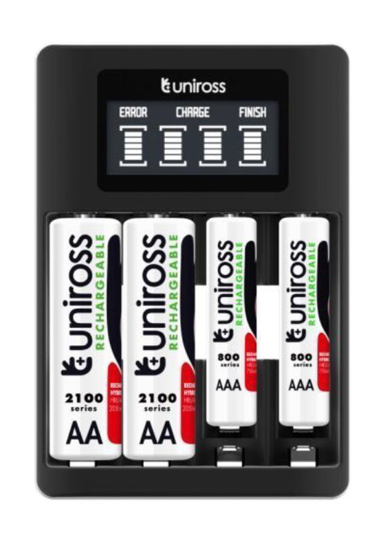 Product image: Uniross ucu005a ultra fast charger with 4x aa 2700 nimh batteries, , medium-null