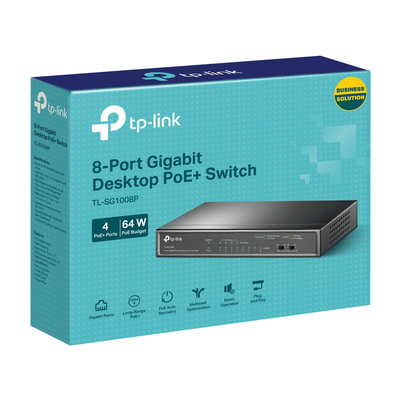 Tp-link tl-sg1008p 8-port gigabit desktop switch with 4-port poe+, , medium