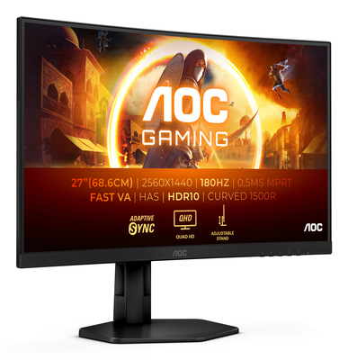Aoc cq27g4x 27" gaming monitor curved qhd 0.5ms 180hz, Black, medium
