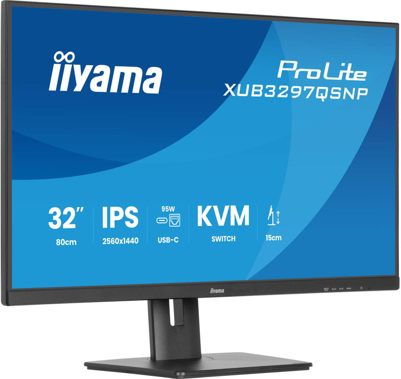 Iiyama prolite xub3297qsnp-b1 32" qhd 2560x1440 100hz ips USB-c 95w dock kvm rj45 lan business monitor daisy-chain speakers matte black-null