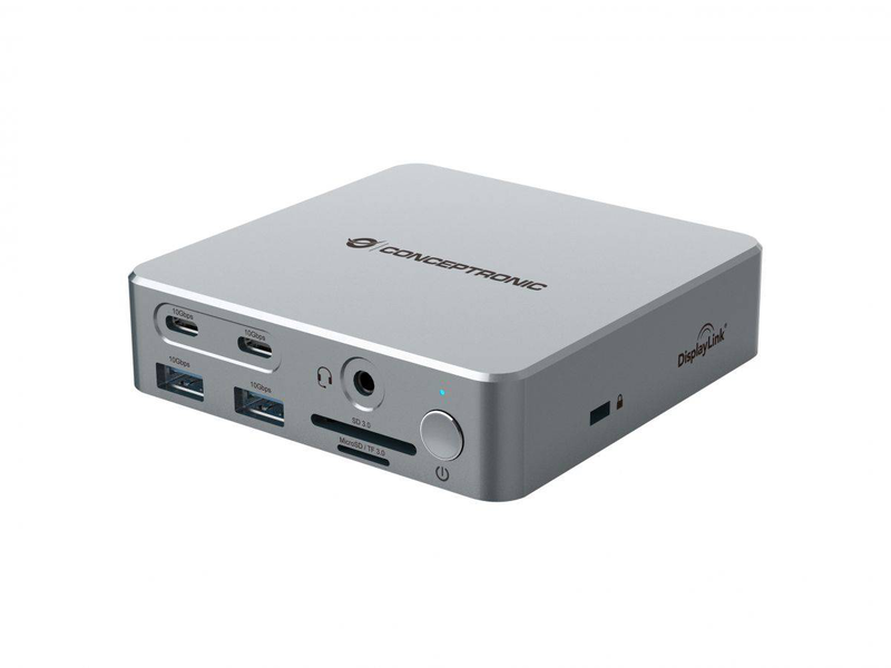 Conceptronic donn25G USB-c displaylink docking station 15-in-1 triple 4k60 2x HDMI displayport gbe sd reader 80w pd-null
