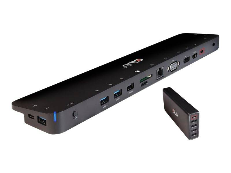 Club 3d csv-1564w100 USB-c triple display docking station vga HDMI displayport gigabit ethernet 100w pd charging black-null