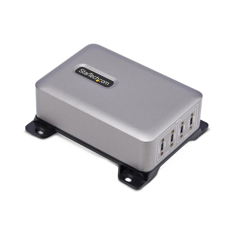 Startech.com 4-port USB-c charger, 240w total, single port 140w epr - power adapter - with surface mount bracket - 240 watt - 5 a - power delivery 3.1 - 4 output connectors (24 pin USB-c), , medium-null