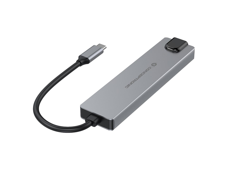 Conceptronic donn29g 6-in-1 USB 3.2 Gen 2 docking station, 4k60hz HDMI, USB-a 10GBps x 2, USB-c 10GBps, gbe lan, 140w USB pd 3.1, wired, USB 3.2 Gen 2 (3.1 Gen 2) Type-C, 140 w, 10,100,1000 mbit/s, ieee 802.3ab, grey, , medium-null