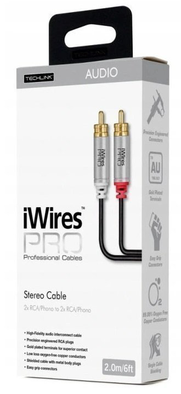 Techlink iwirespro 2rca to 2rca cable 2.0m 711032, , medium-null