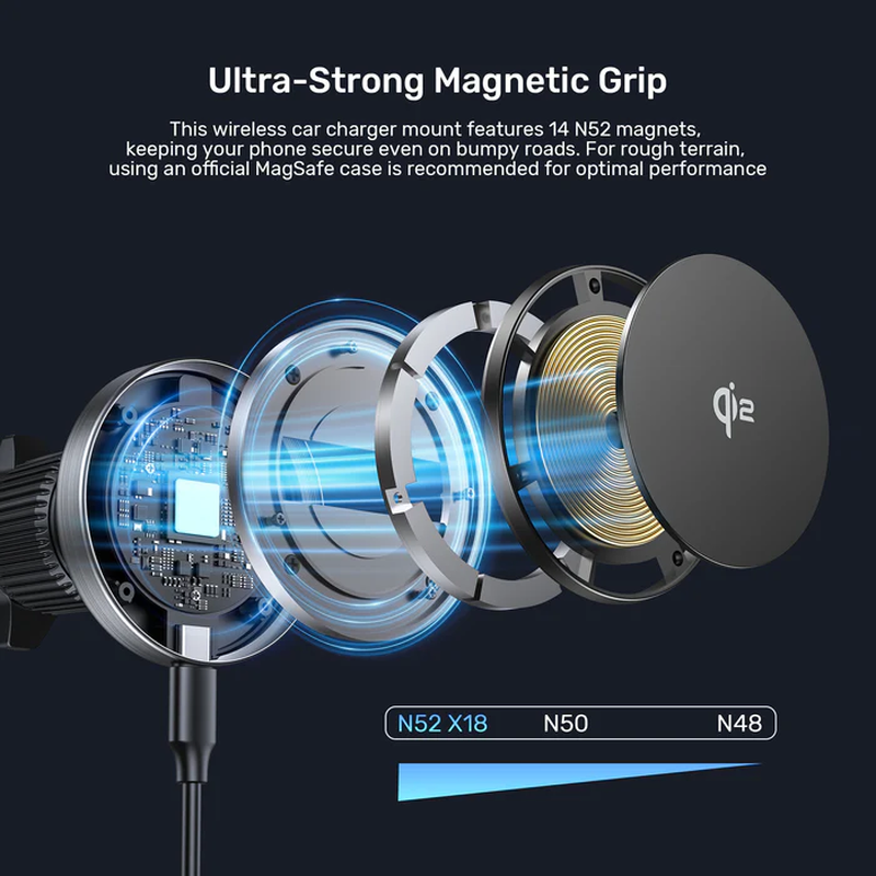 Unitek charge car wireless qi2 magnetic 15w & Airvent mount p1404a, , medium-null