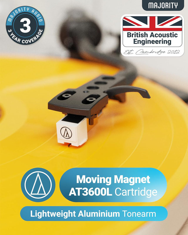 Majority turntable folio stereo speakers, at3600l cartridge & pitch control, , medium-null