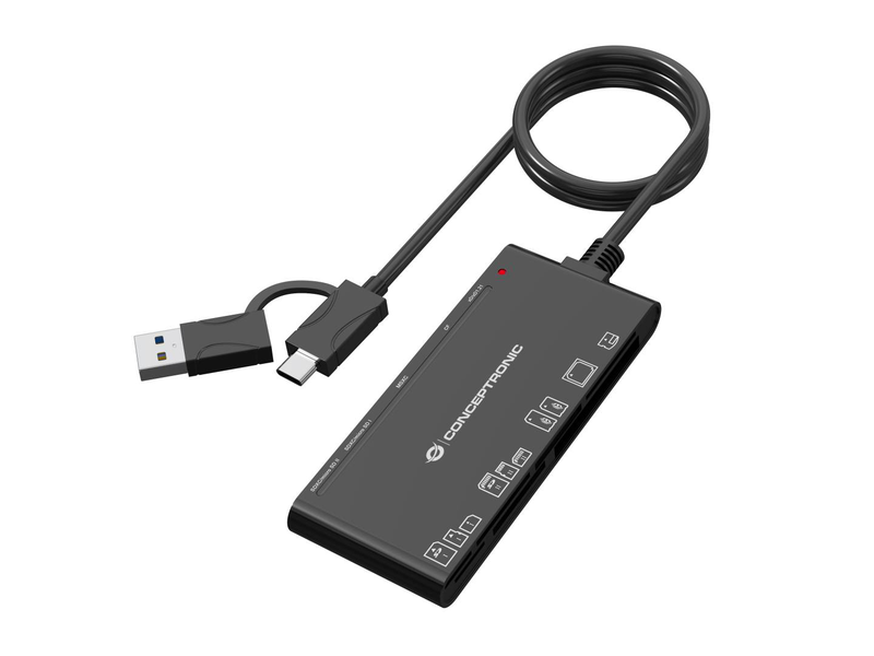 Conceptronic 7-in-1 card reader USB 3.0 / compatible with sd/sdhc/sdxc, micro sd/t-flash, micro sdhc, micro sdxc, mmc, ms, cf and xd, , medium-null
