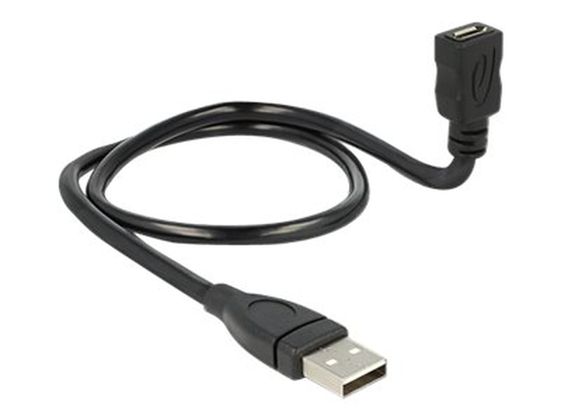 Delock shapecable / USB extension cable / micro-USB type b (f) to USB (m) / USB 2.0 / 50 cm / black-null