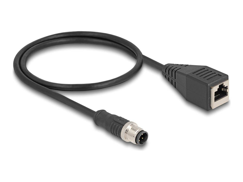 Delock m12 adapter cable d-coded 4 pin male to rj45 female 50 cm, , medium-null