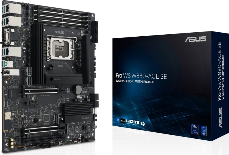 Asus pro ws w880-ace se workstation motherboard lga 1851 intel w880 ddr5 ecc pcie 5.0 quad m.2 thunderbolt 4 black-null