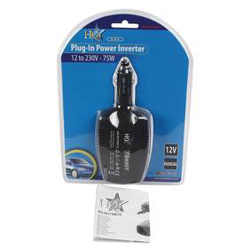 Car inverter 75w 12v in to 230v out, , medium-null