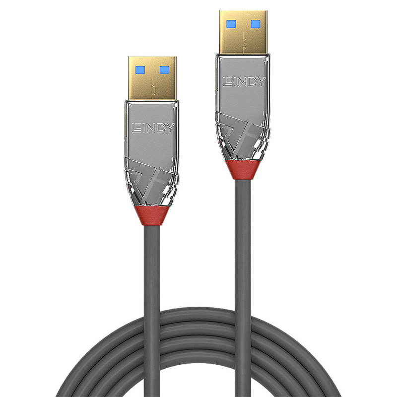 Lindy cromo - USB cable - USB type a (m) to USB type a (m) - USB 3.0 - 1 m - round - grey-null
