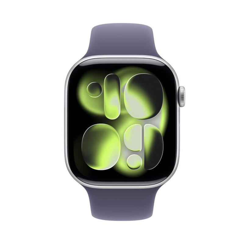 Apple watch series 11 GPS 46mm silver aluminium case with purple sport band - m/l-null