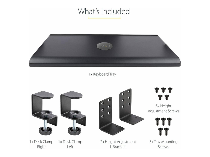 Startech.com under-desk keyboard tray keyboard-tray-clamp1 clamp-on height-adjustable sliding drawer 12kg black-null