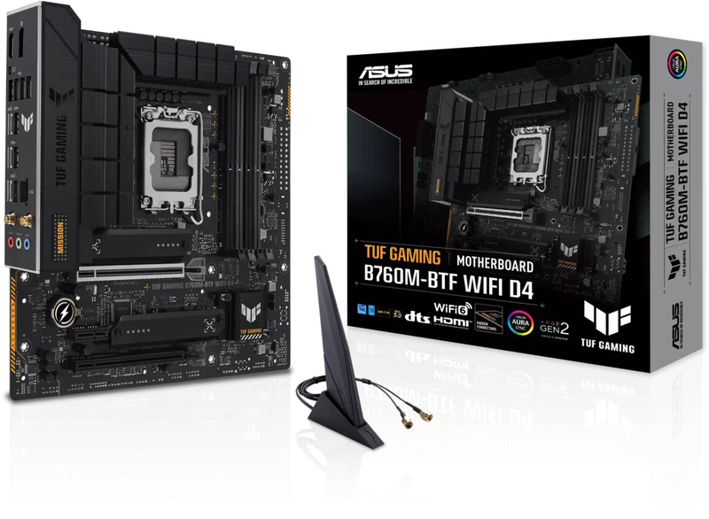 Asus tuf gaming b760m-btf Wi-Fi d4 micro-atx motherboard lga 1700 intel b760 ddr4 pcie 5.0 triple m.2 Wi-Fi 6 black-null